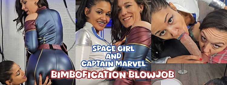 Calisa and Sinn: Space Girl And Captain Marvel Bimbofication Blowjob